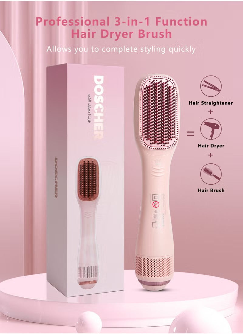 Doscher 3-in-1 Hair Dryer Brush – 1200W Ceramic Hot Air Styler for Smooth & Voluminous Hair