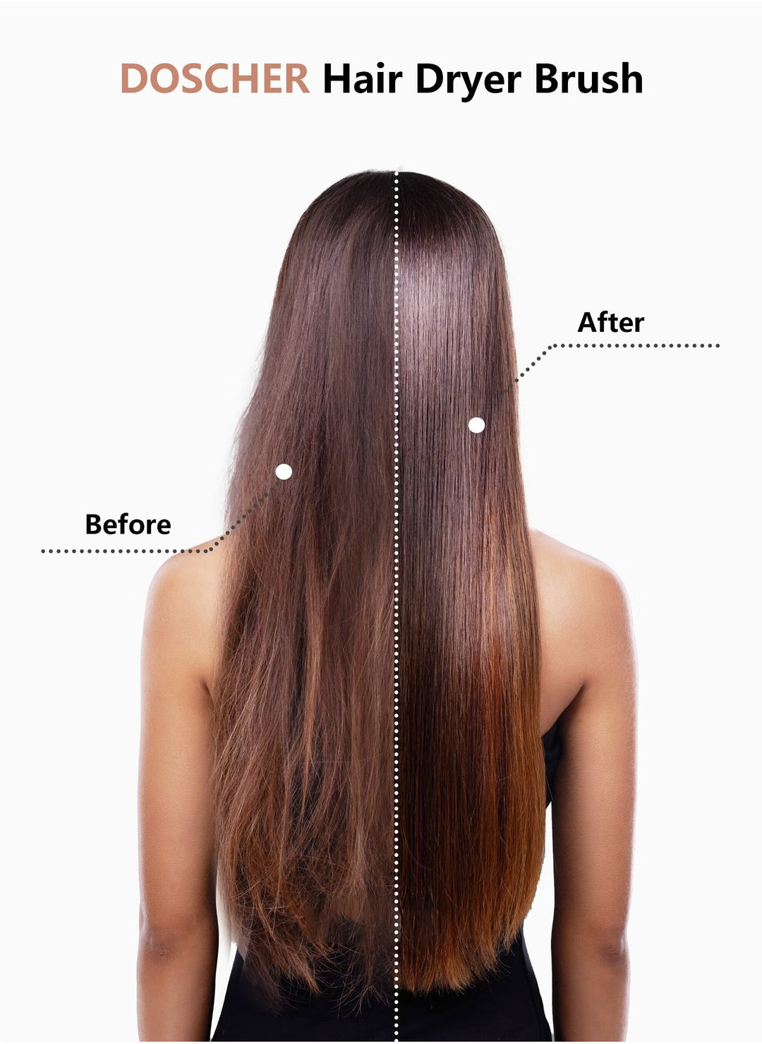 Doscher 3-in-1 Hair Dryer Brush – 1200W Ceramic Hot Air Styler for Smooth & Voluminous Hair