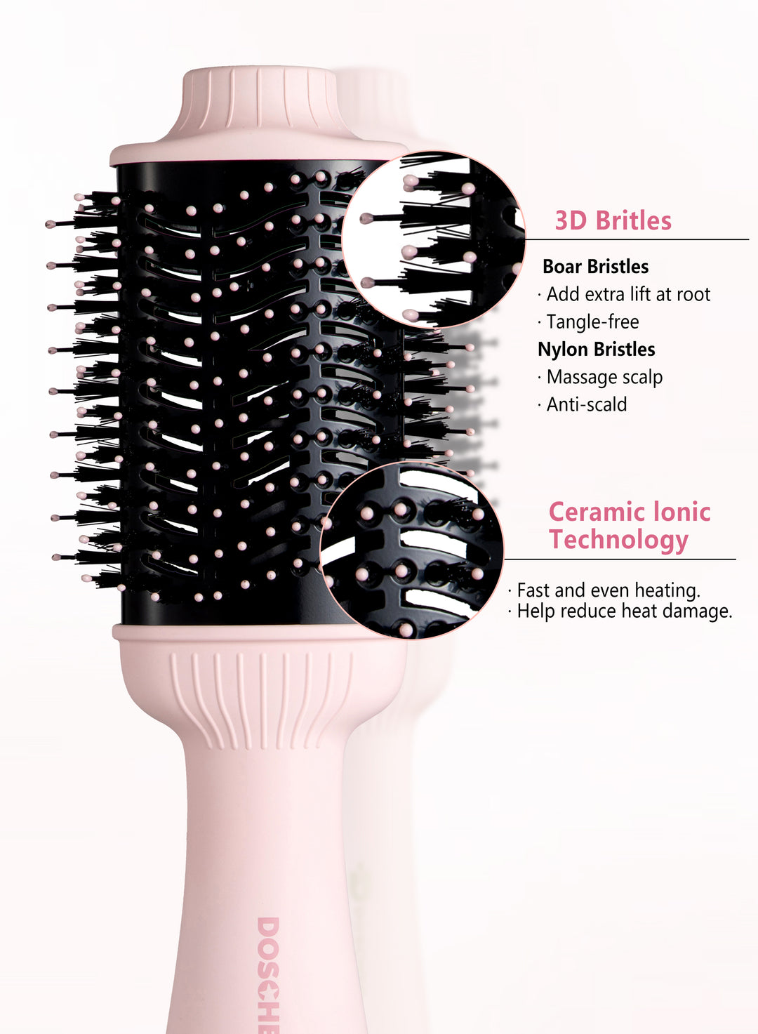 Doscher Hair Dryer Brush - V3 Pink