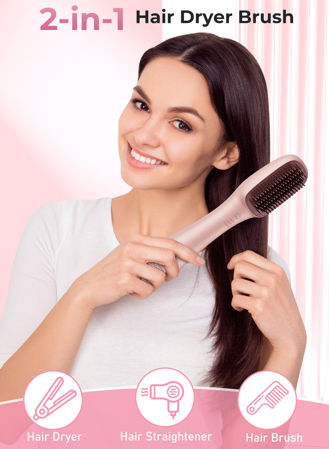 Doscher 3-in-1 Hair Dryer Brush – Ceramic Hot Air Styler & Volumizer