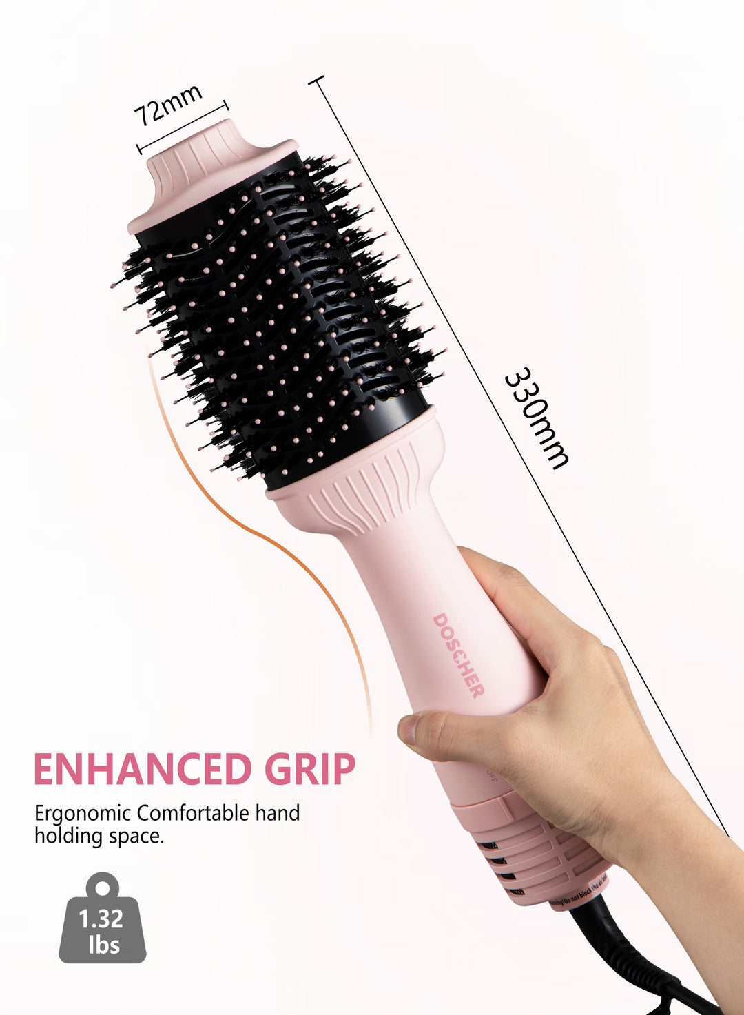 Doscher Hair Dryer Brush - V3 Pink