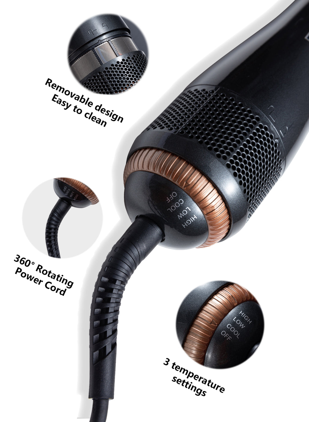 Doscher 2-in-1 Hot Air Brush – Ceramic Hair Styler with Luxury Gift Packaging