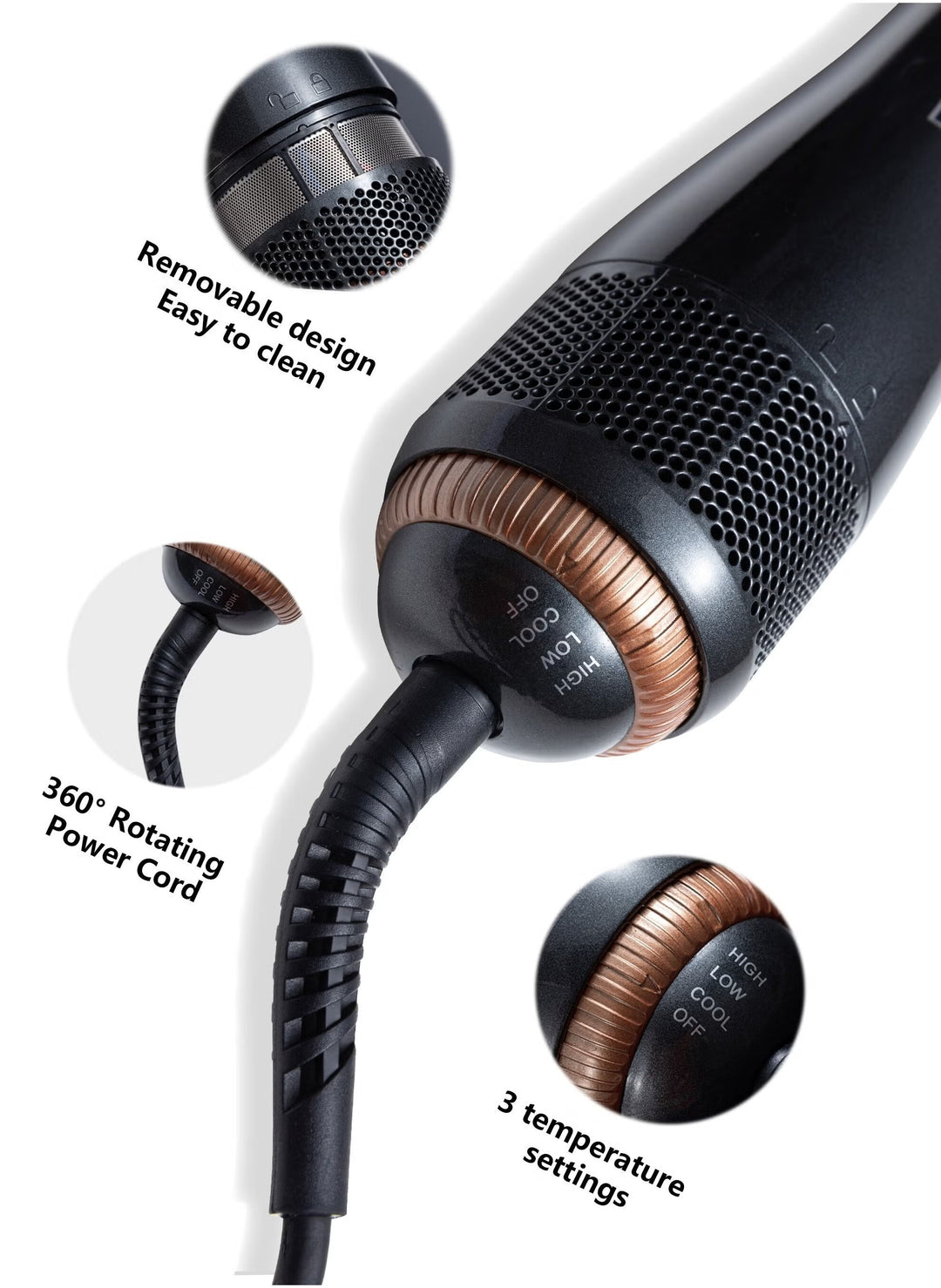 Doscher 3-in-1 Hair Dryer Brush – 1200W Ceramic Hot Air Styler for Smooth & Voluminous Hair